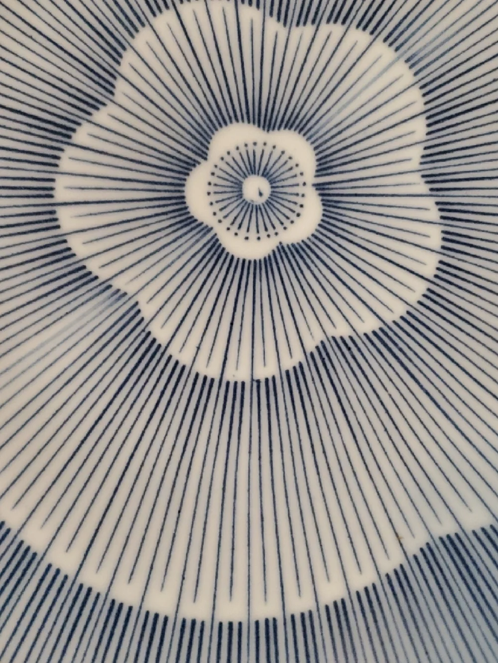 Vintage Blue And White Radiating Lines Serving Bowl